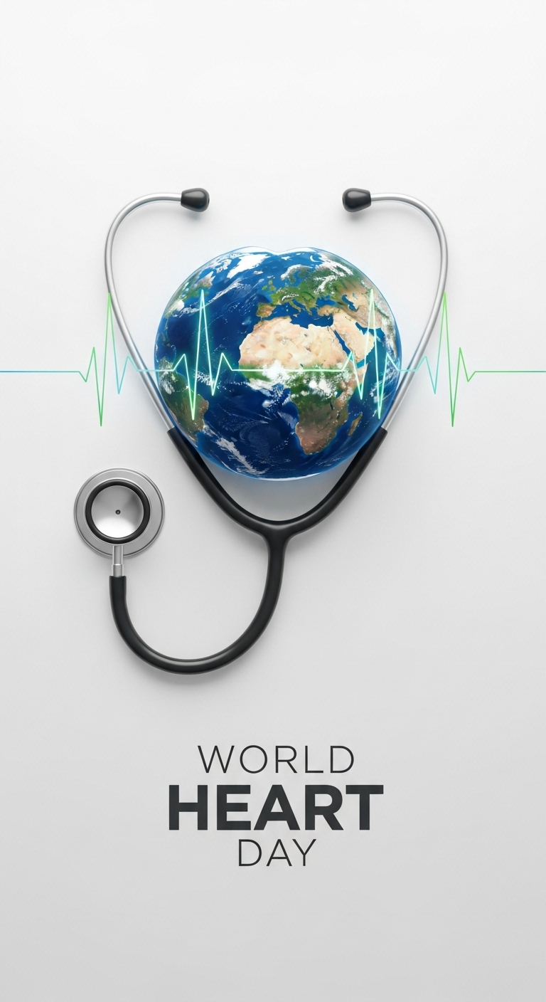 World Heart Day Globe and Stethoscope Design